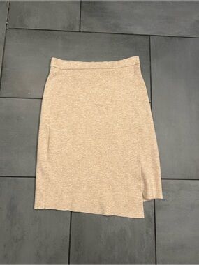 Lovers + Friends Beige Knit Asymmetrical Wrap Skirt | Small